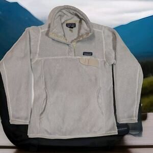 Patagonia Fleece Sweater Snap Pullover Polartec Womens XS White Ivory SNUGGLY